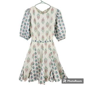Christian Lacroix Tie Back White & Pastel Floral Dress